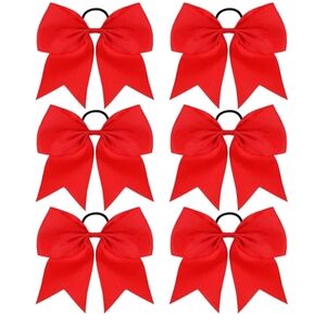 6 Pcs Red Cheer Bows